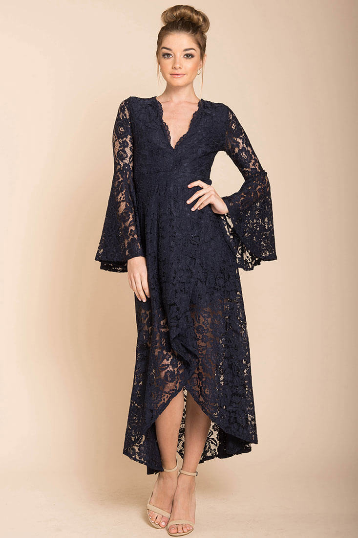 Aviva Gypsy Glam Maxi Dress Navy by Selfie Leslie