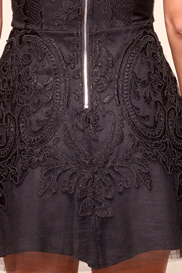 Diaz Glam Embroidered Fit and Flare Dress Black by Selfie Leslie