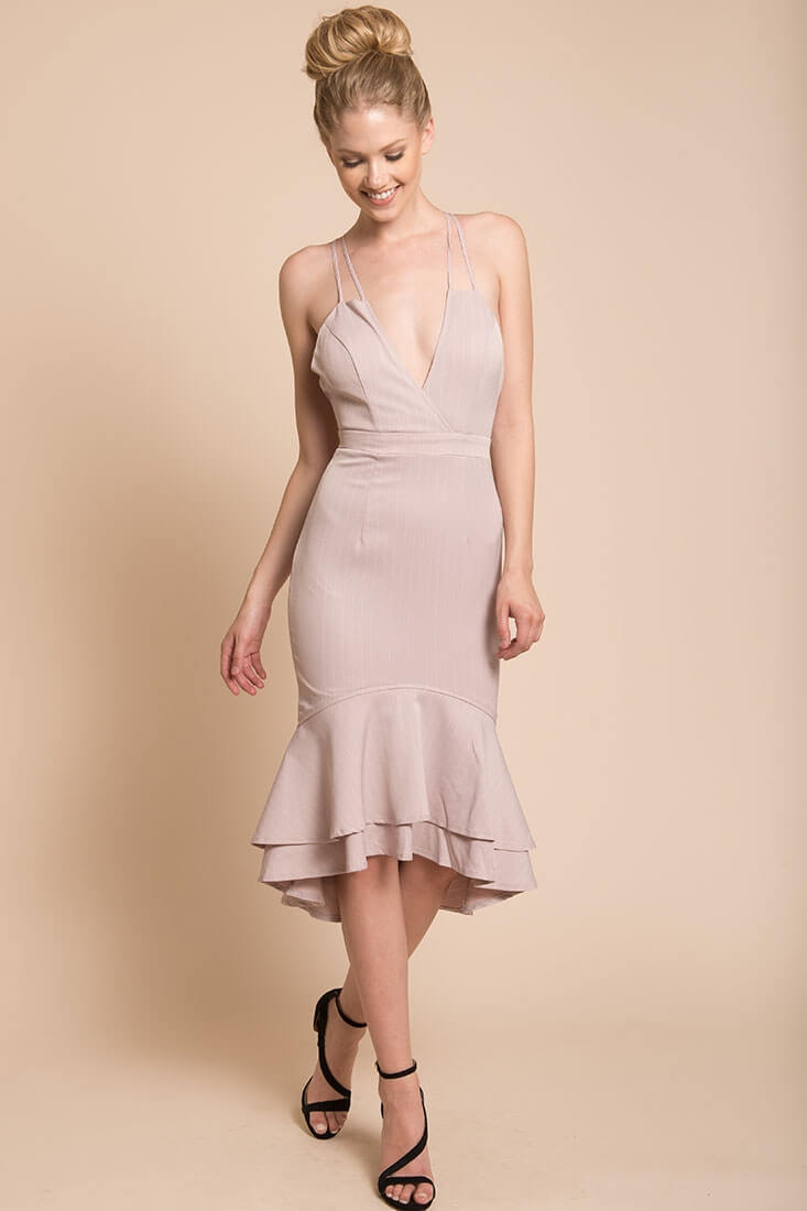 Avery Thin Strap Wedding Guest Dress Blush by Selfie Leslie