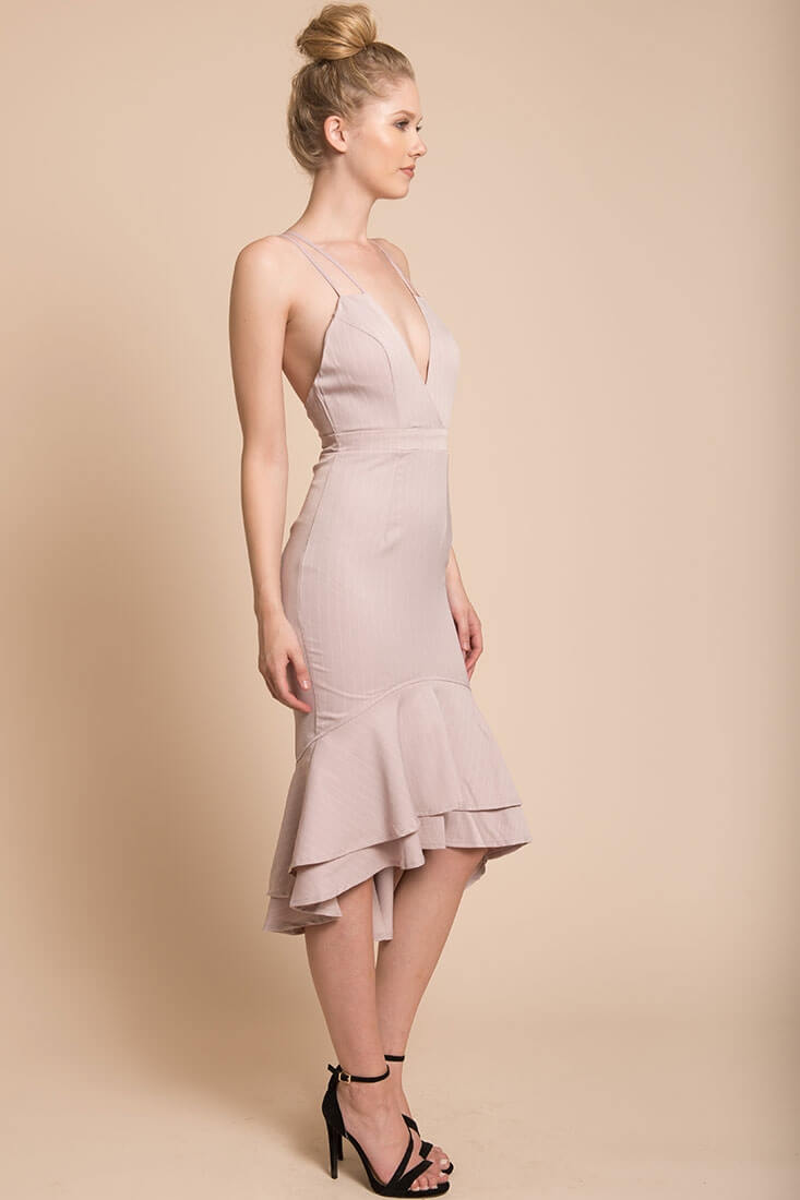 Avery Thin Strap Wedding Guest Dress Blush by Selfie Leslie