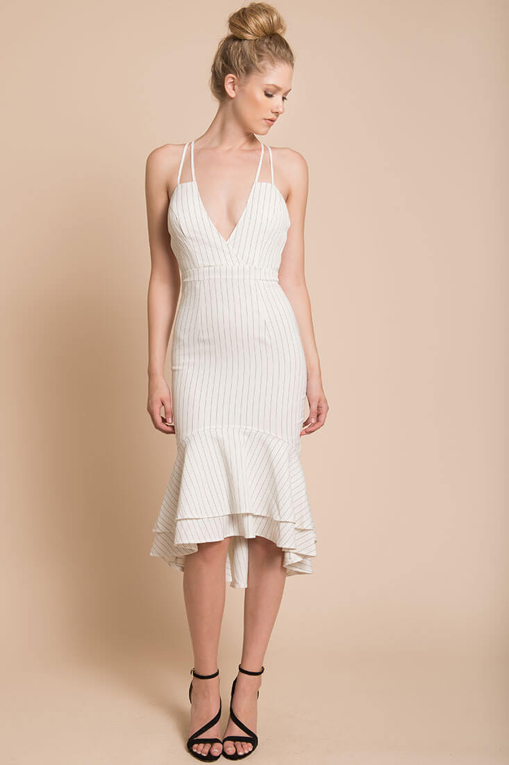 Avery Thin Strap Wedding Guest Dress White by Selfie Leslie