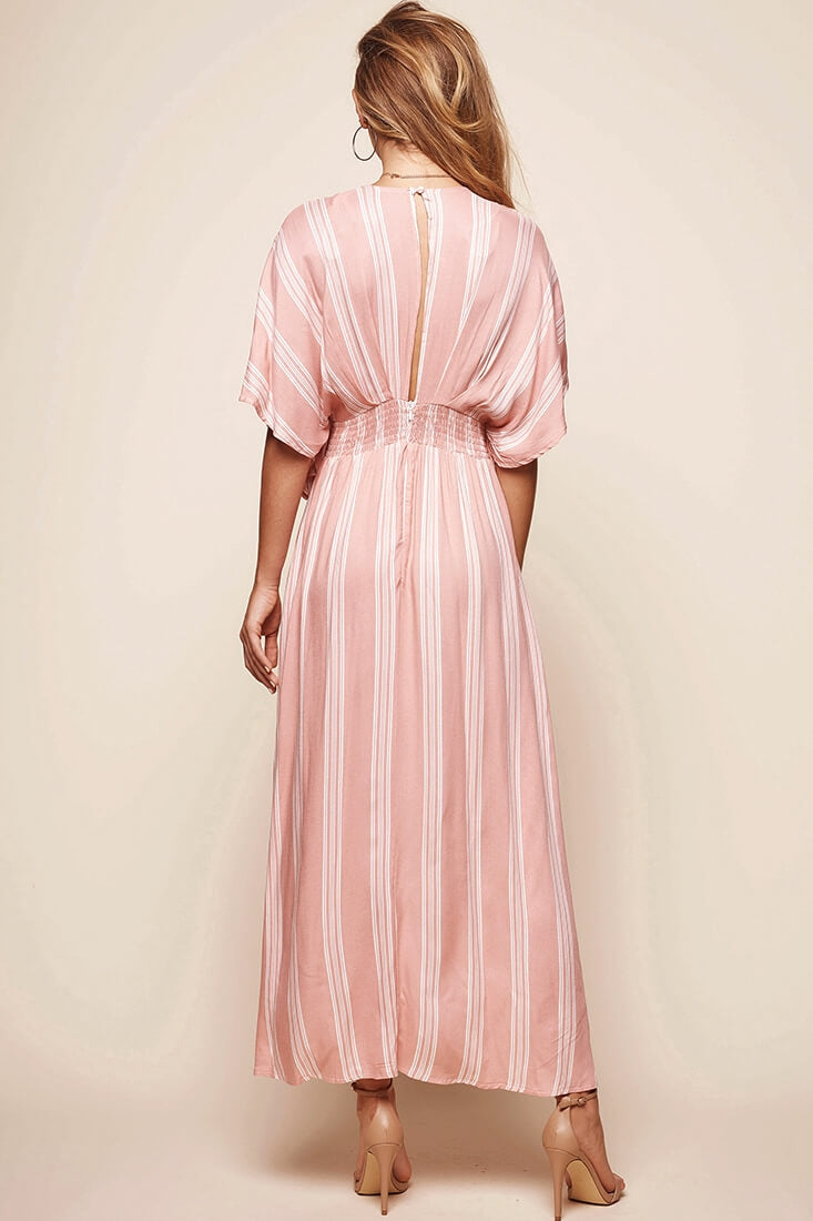Libby Maxi Dress Peach Stripe by Selfie Leslie