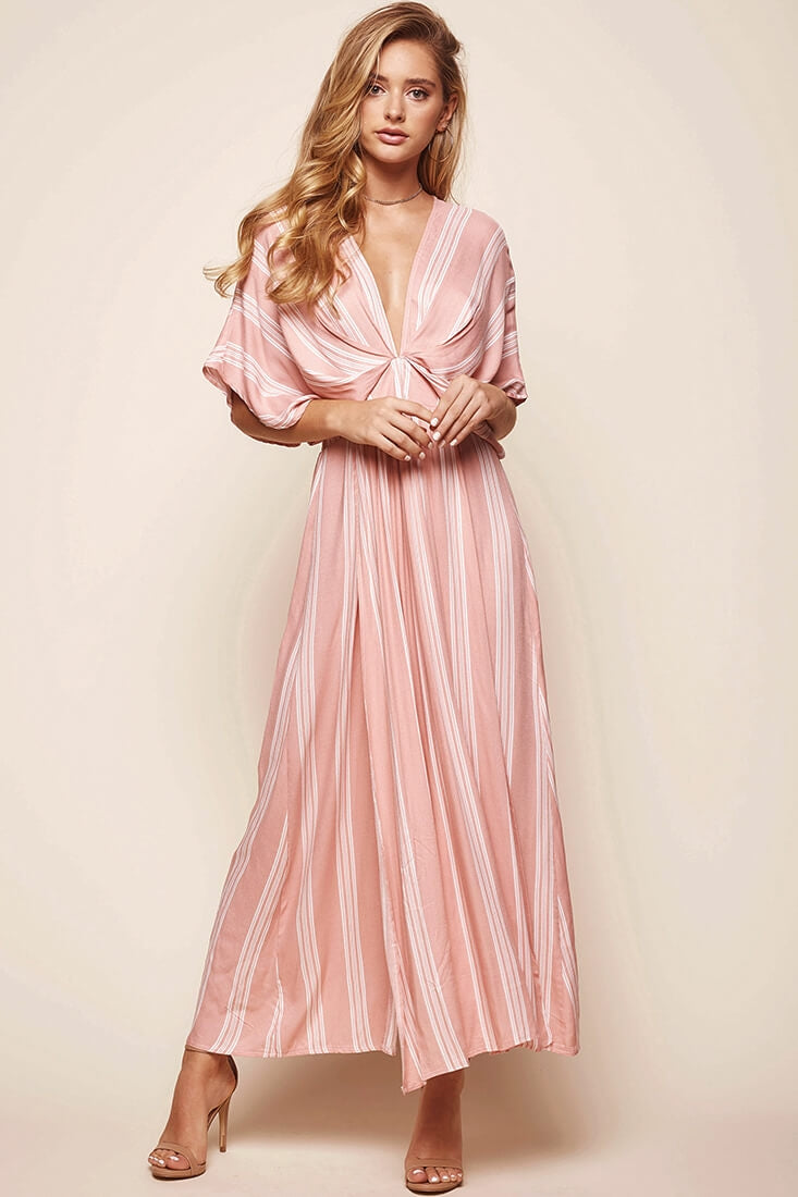 Libby Maxi Dress Peach Stripe by Selfie Leslie