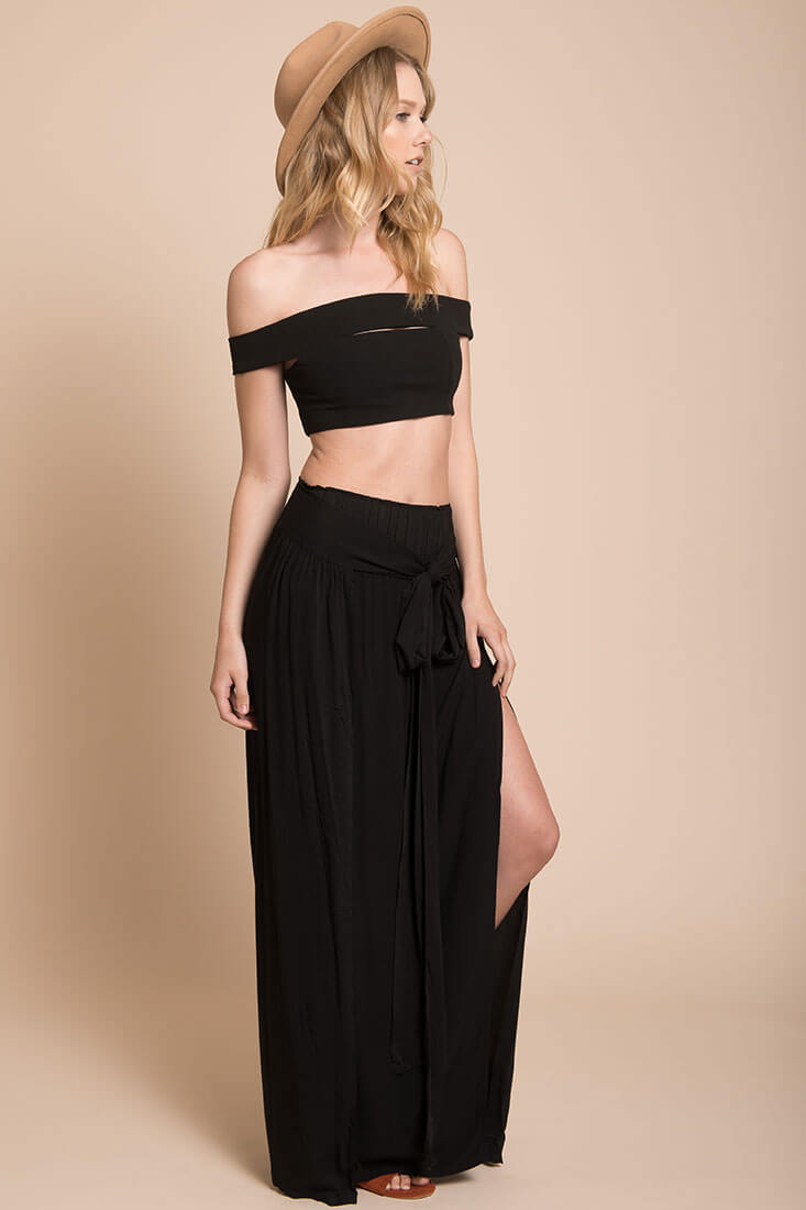 Evalyn High Slit Skirt Black by Selfie Leslie