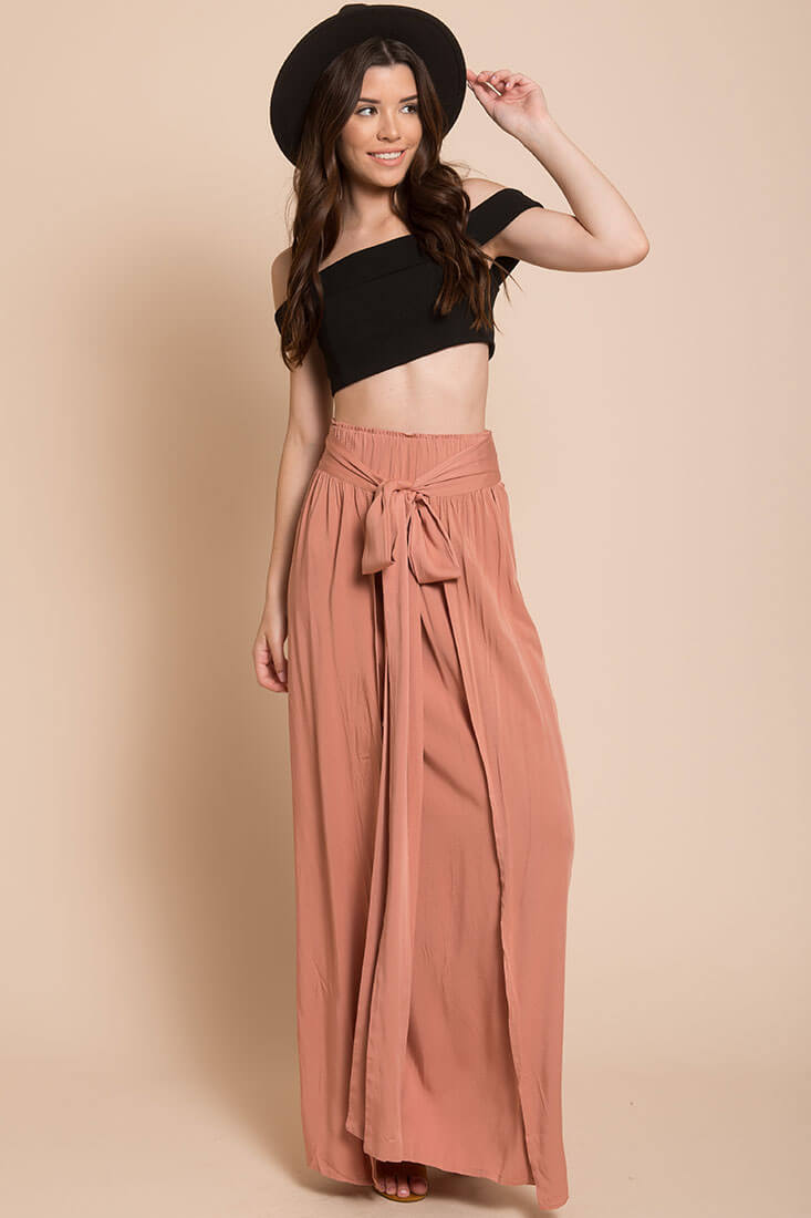Evalyn High Slit Skirt Rose by Selfie Leslie