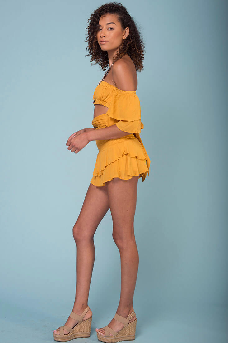 Rhea Top and Skort Set Mustard by Selfie Leslie