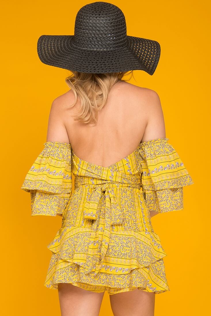 Emory Floral Print Skort Yellow by Selfie Leslie