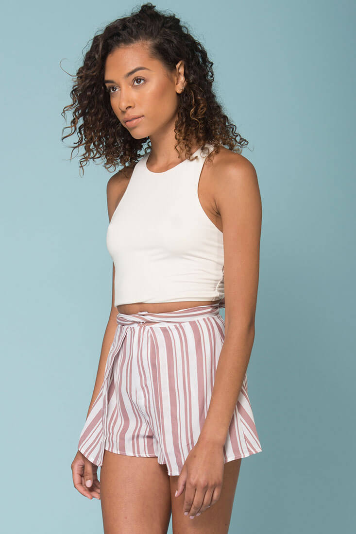 Sariyah Stripe Skort Shorts Rose by Selfie Leslie