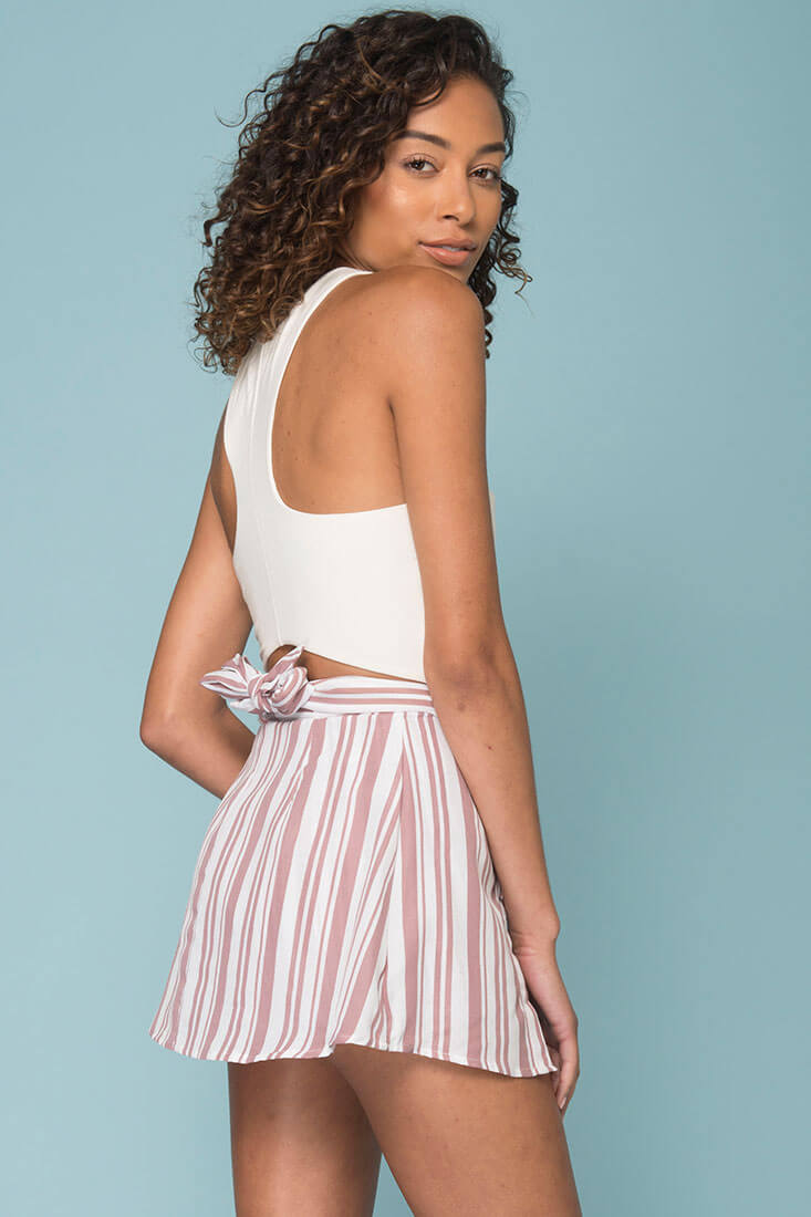 Sariyah Stripe Skort Shorts Rose by Selfie Leslie