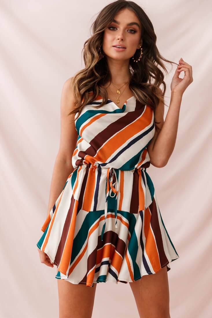 Ferris Cowl Neck Drawstring Dress Orange by Selfie Leslie