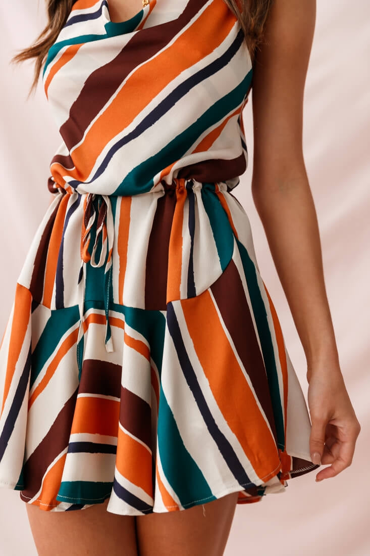 Ferris Cowl Neck Drawstring Dress Orange by Selfie Leslie