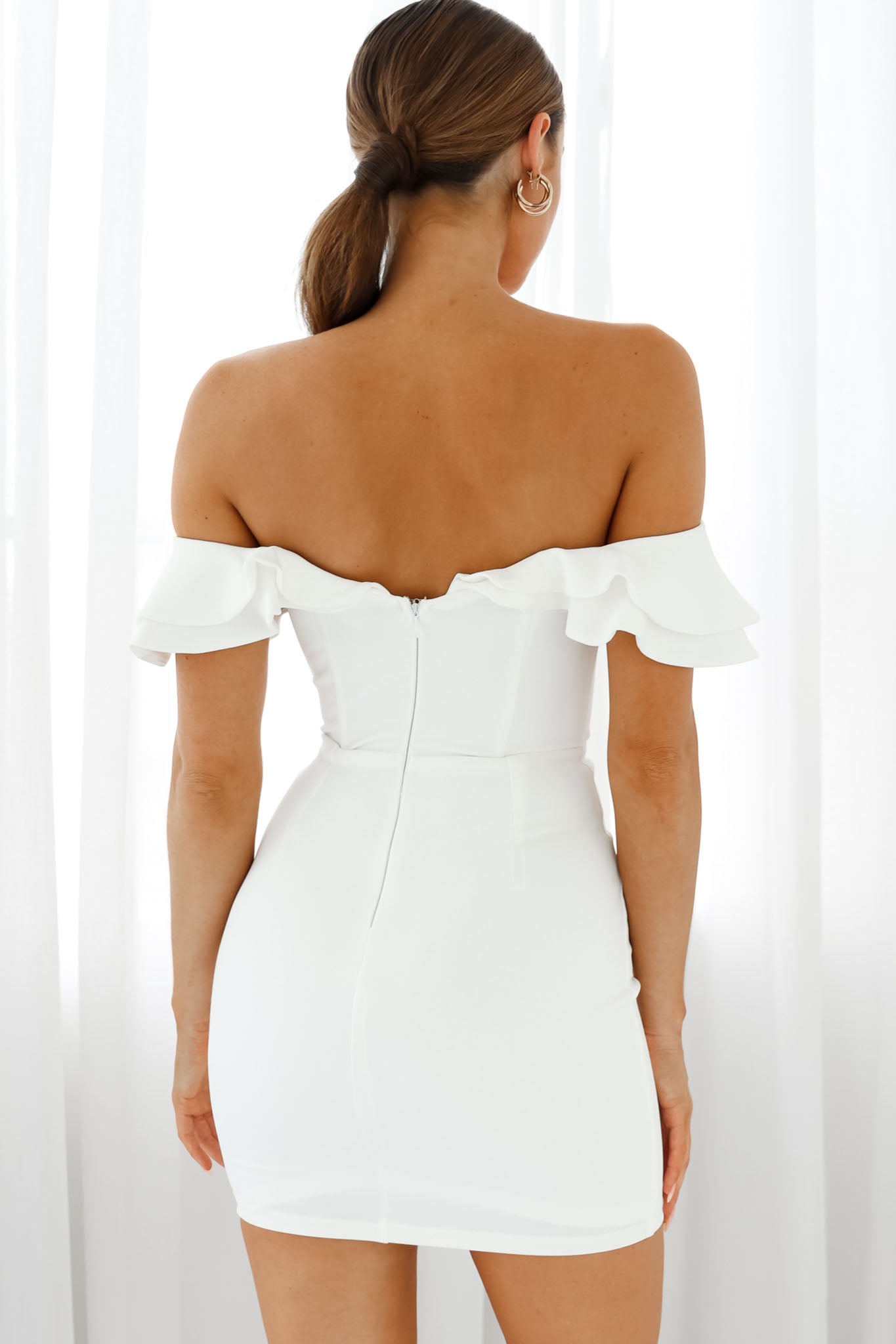 Rossi Off-Shoulder Double Ruffle Dress White - S Rossi Off-Shoulder Double Ruffle Dress White - S