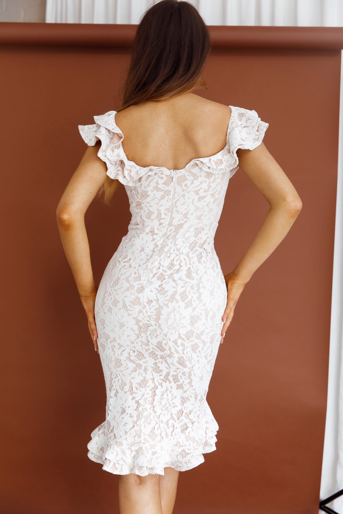 Rossi Off-Shoulder Double Ruffle Lace Dress White by Selfie Leslie