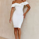 Rossi Ruffled Off The Shoulder Bodycon Dress White