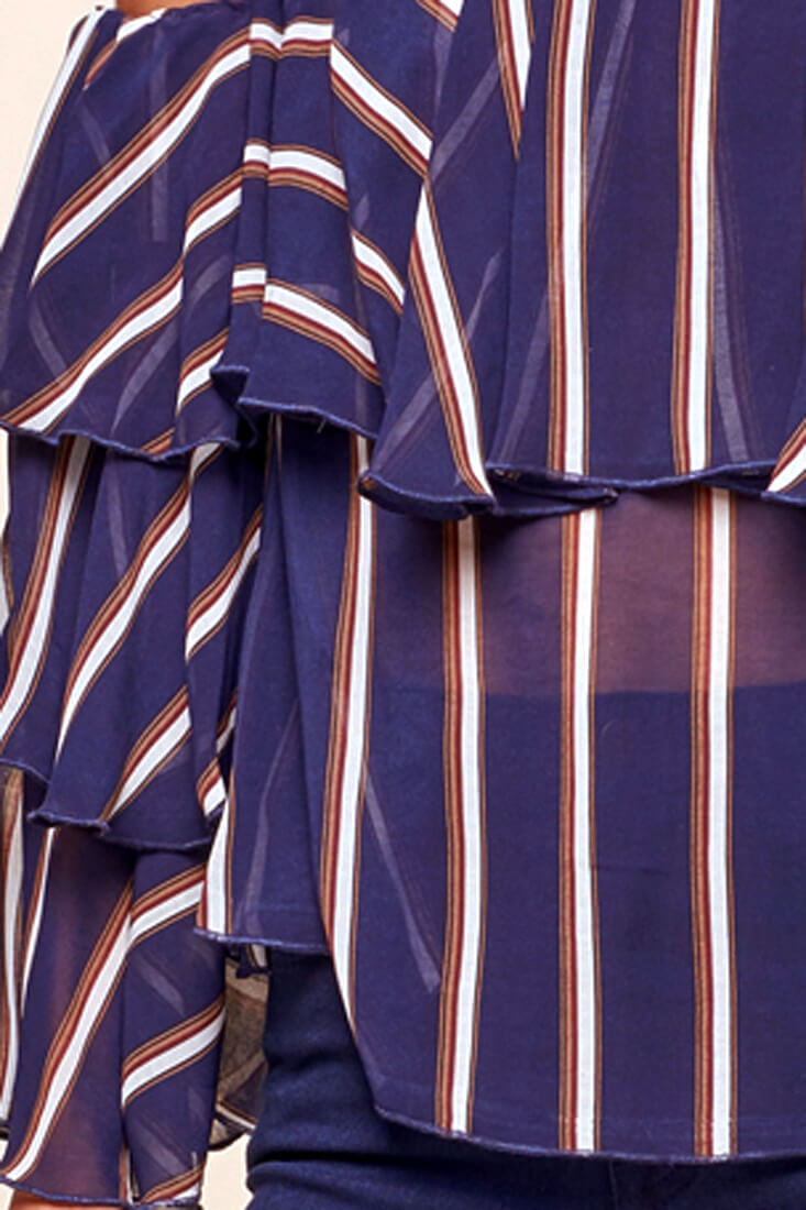 Goldwyn Tiered Striped Tube Top Navy by Selfie Leslie