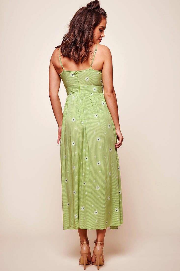 Kiki Thin Stripe Maxi Dress Green by Selfie Leslie
