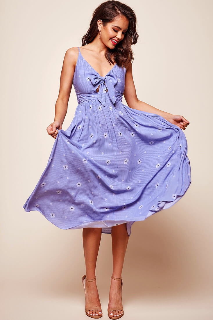 Kiki Thin Stripe Maxi Dress Light Blue by Selfie Leslie