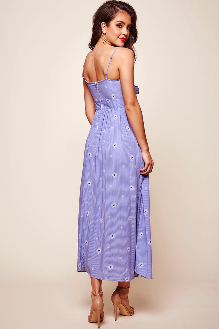 Kiki Thin Stripe Maxi Dress Light Blue by Selfie Leslie