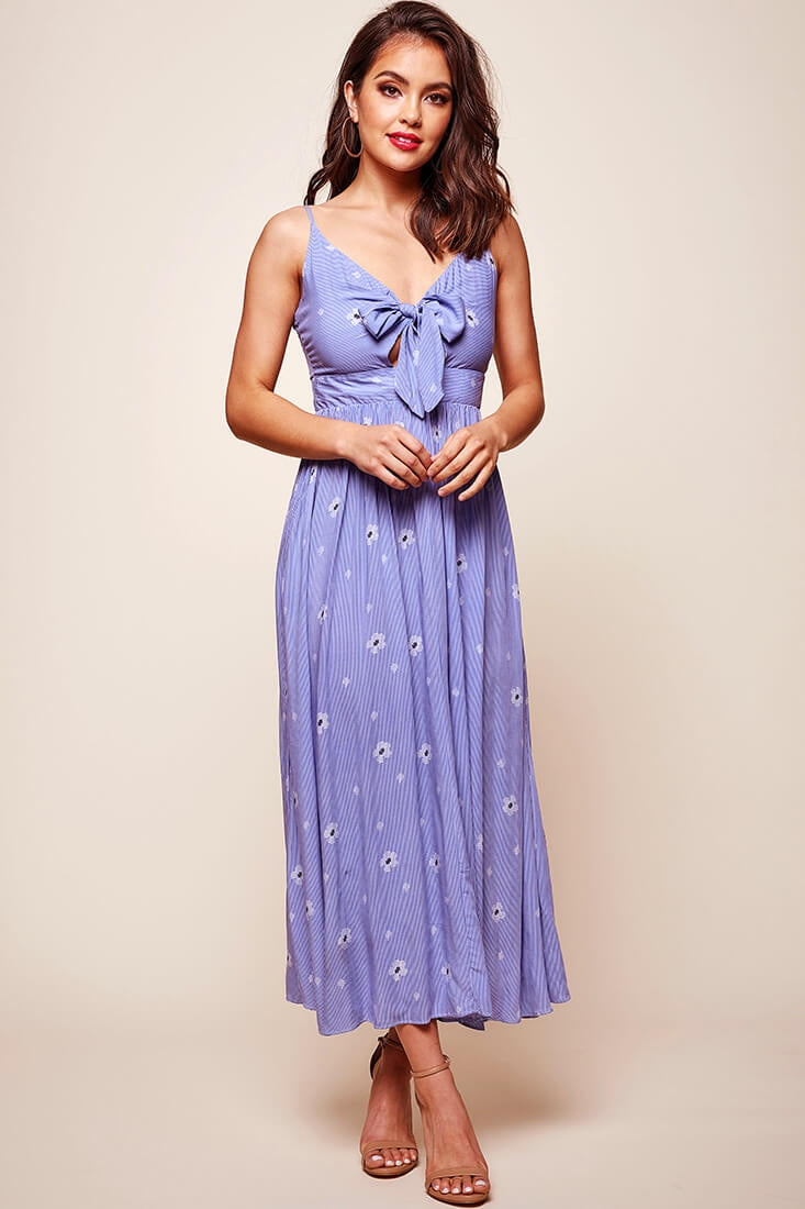 Kiki Thin Stripe Maxi Dress Light Blue by Selfie Leslie