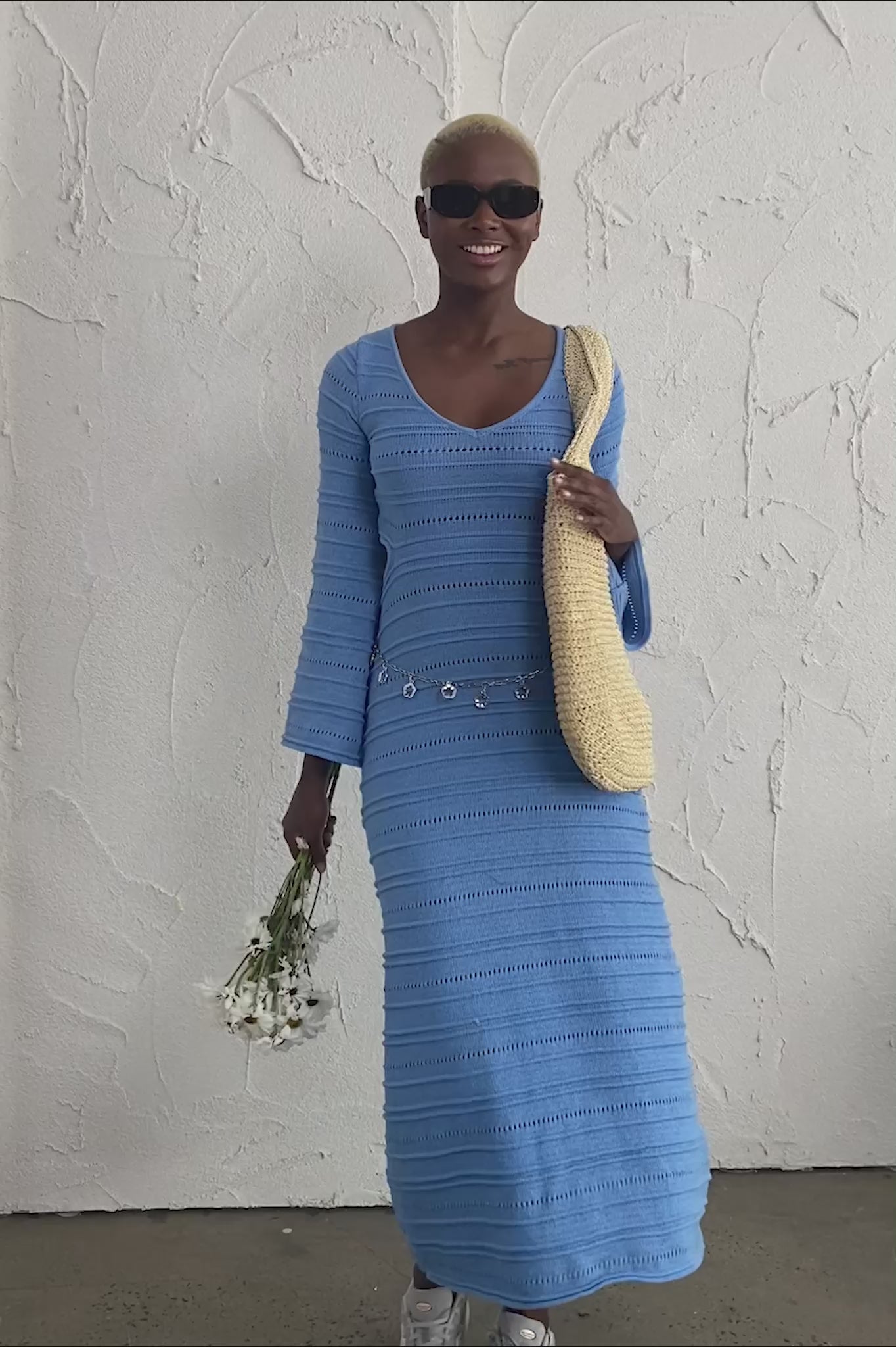 CFCL PORTRAIT LONG SLEEVE DRESS アイスブルー 1 Meredith Long Sleeve Cut-Out Maxi Dress Blue– Selfie Leslie