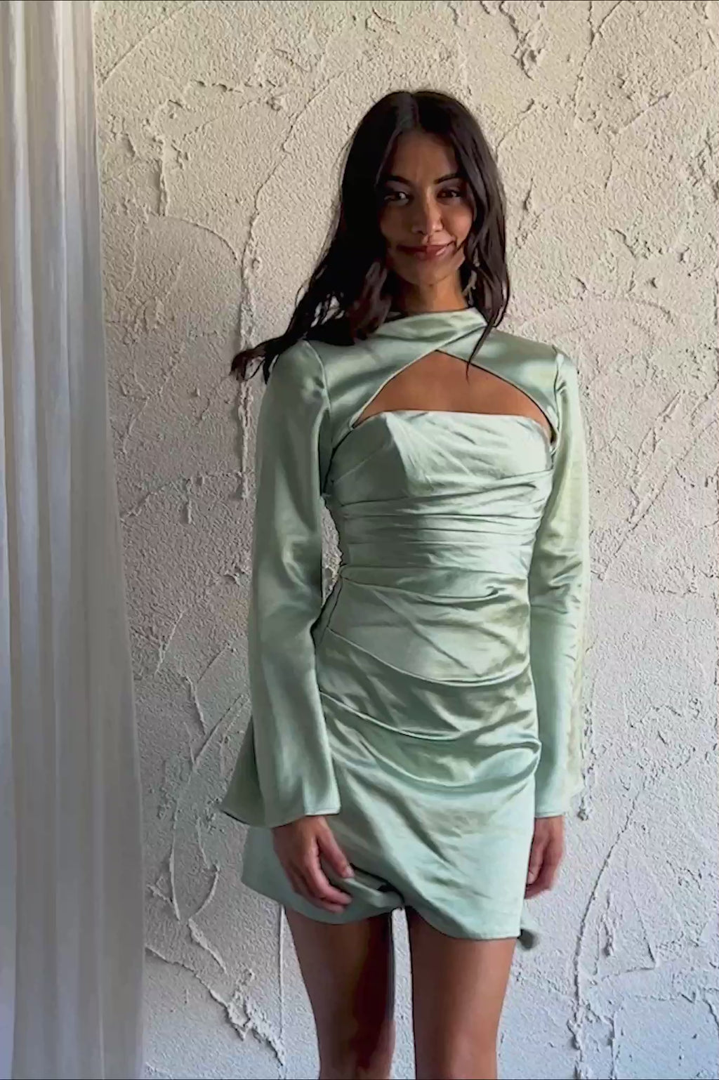 Tamia Long Sleeve Mini Dress Pistachio