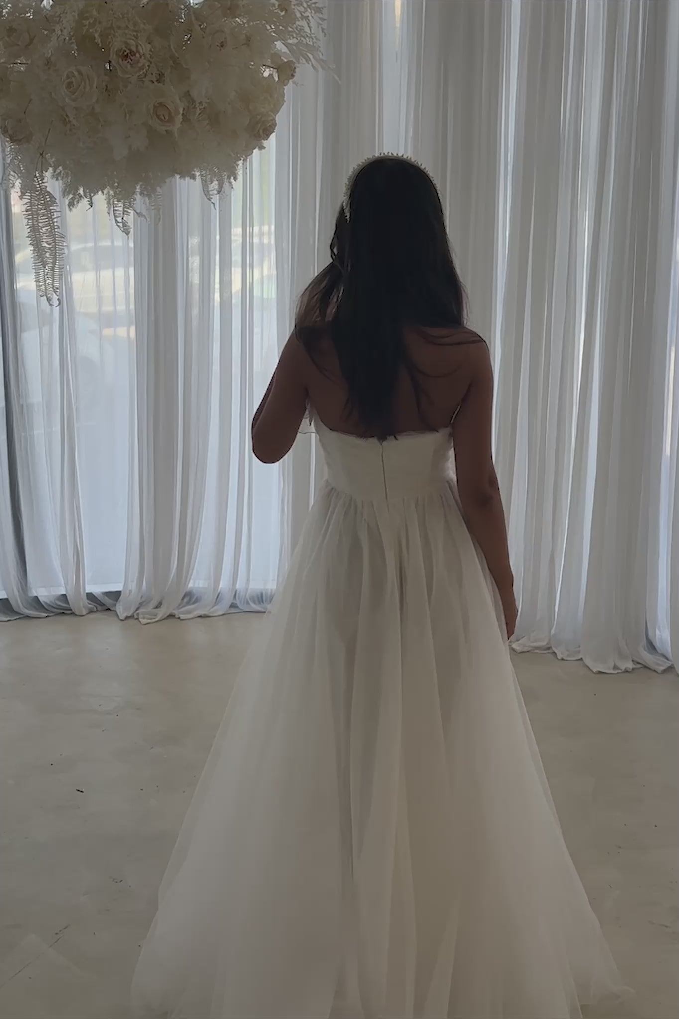 Marietha Organza Frill Maxi Wedding Dress White