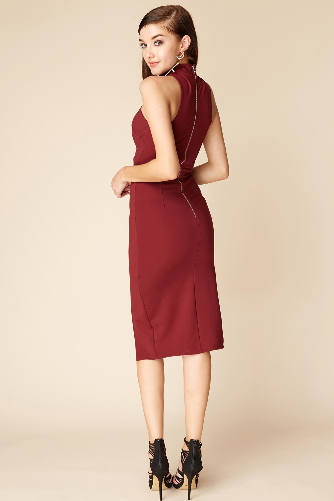 Kennedy Halter Top Midi Dress Berry by Selfie Leslie