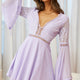 Carson Long Sleeve Crochet Embroidery Detail Dress Lilac