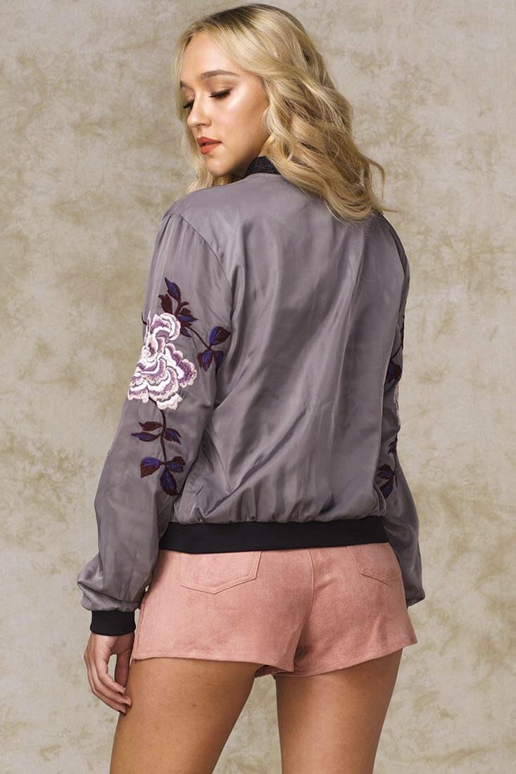 Rachel Floral Bomber Jacket Khaki by Selfie Leslie