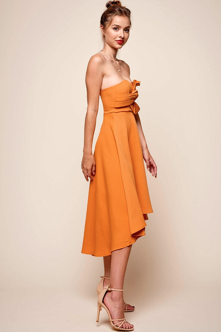 Monogram Strapless Midi Dress Mango by Selfie Leslie