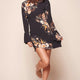 Fernanda Long Sleeved Floral Print Dress Black