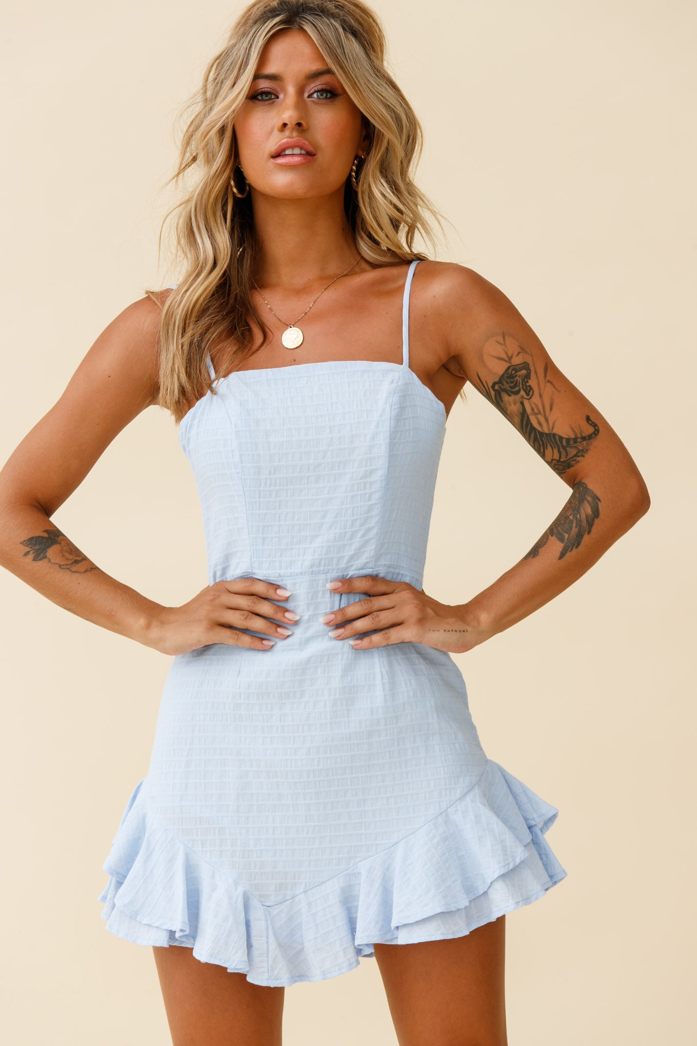 Sarah Kay Double Bow Party Dress Steel Blue by Selfie Leslie