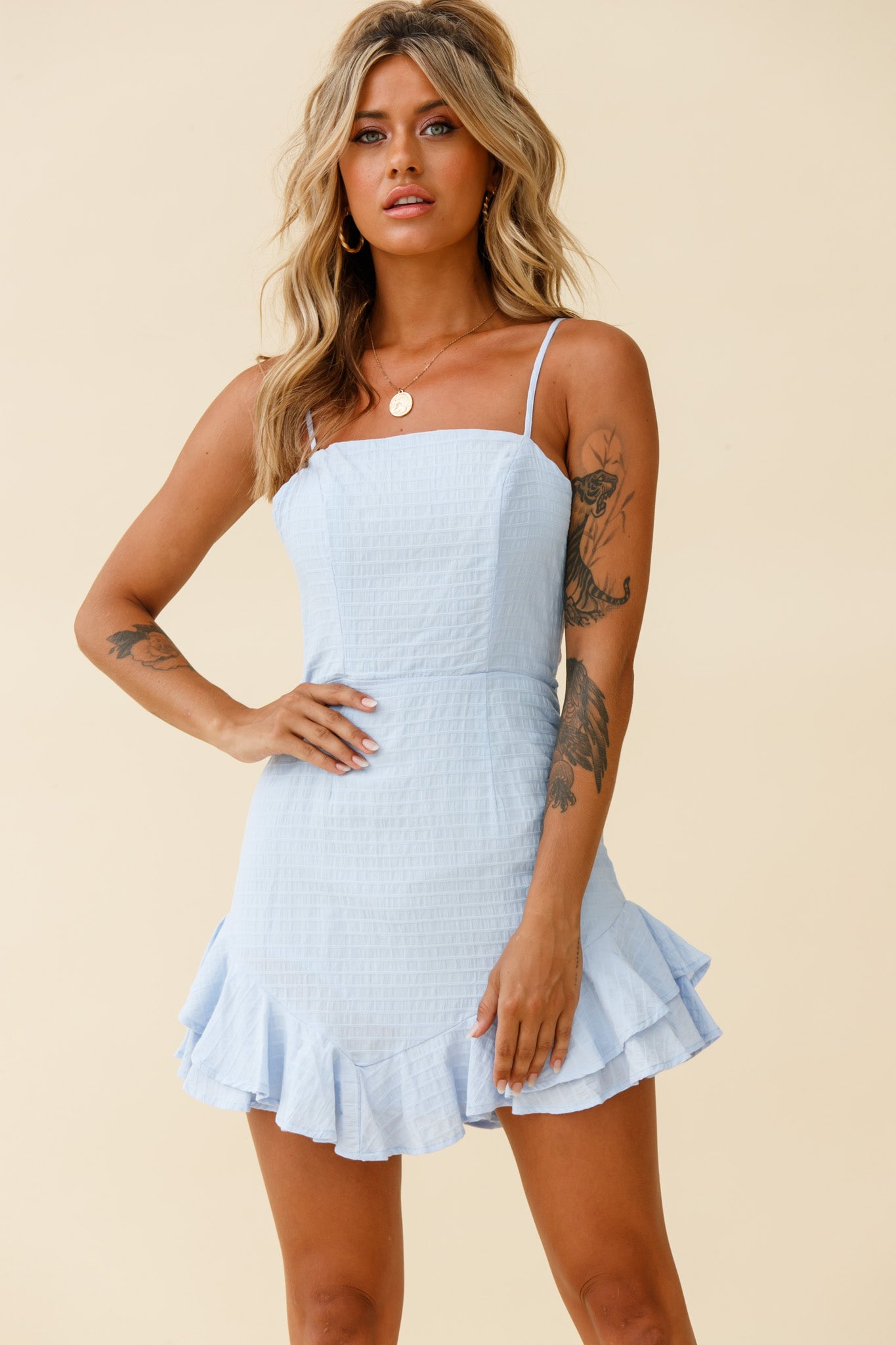 Sarah Kay Double Bow Party Dress Steel Blue by Selfie Leslie
