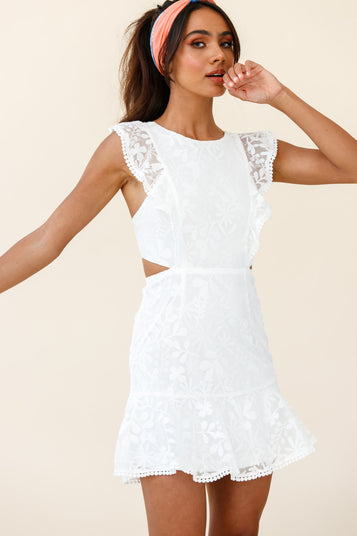 Shop the Jackie Pinafore Floral Mesh Dress White | Selfie Leslie