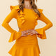 Jackie Long Sleeve Ruffle Dress Mustard