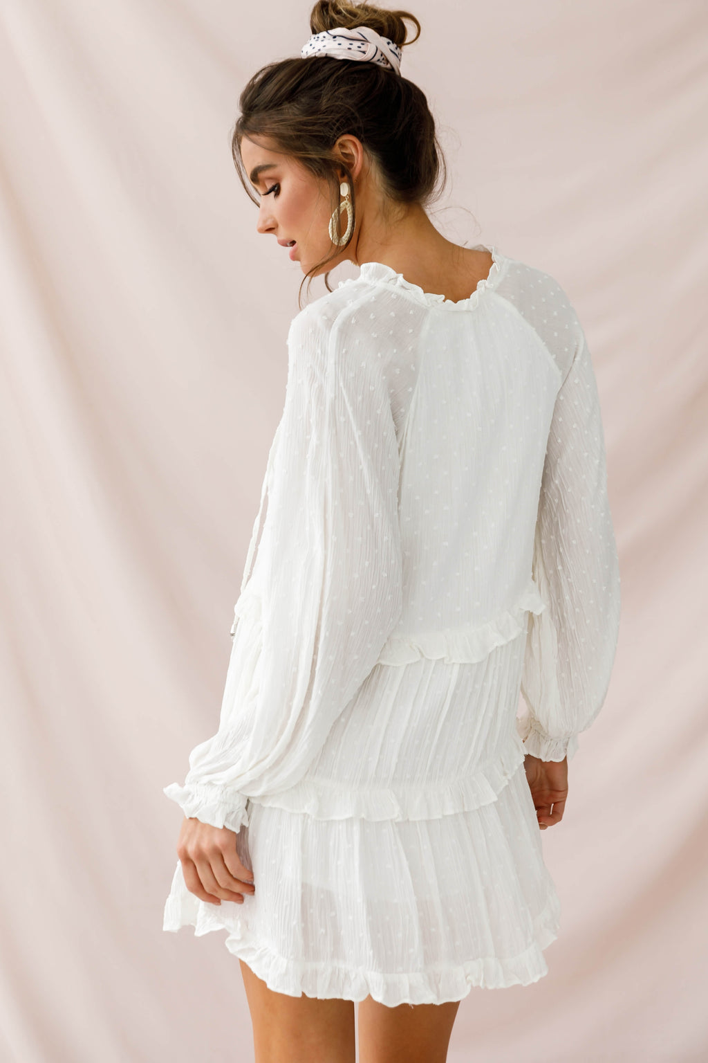 Pollyanna Tiered Swing Dress White by Selfie Leslie
