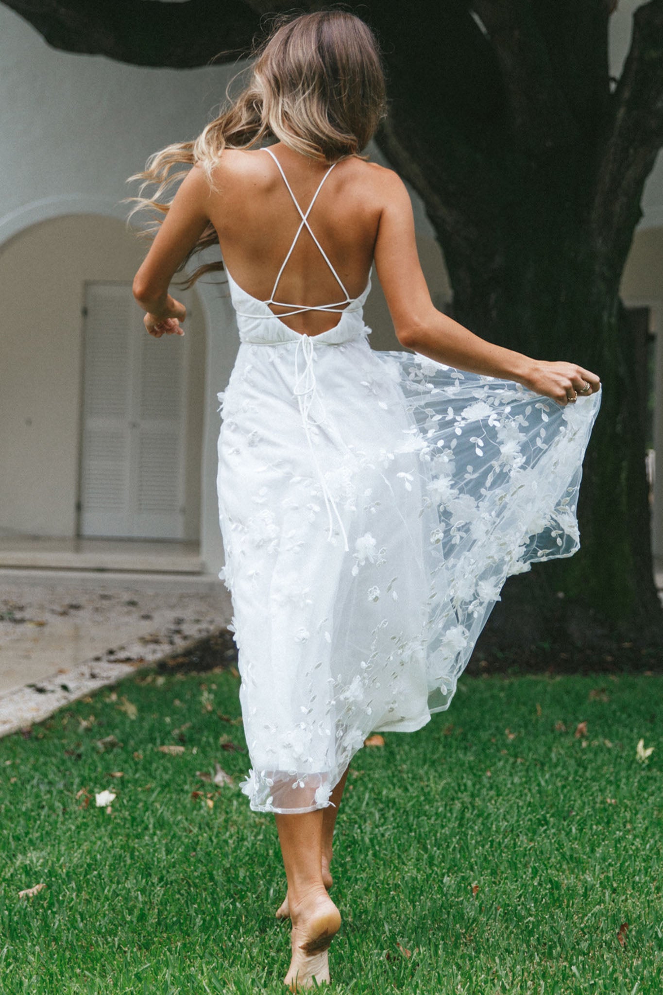Shop the Sheri V-Neckline Embellished Midi Dress White | Selfie Leslie