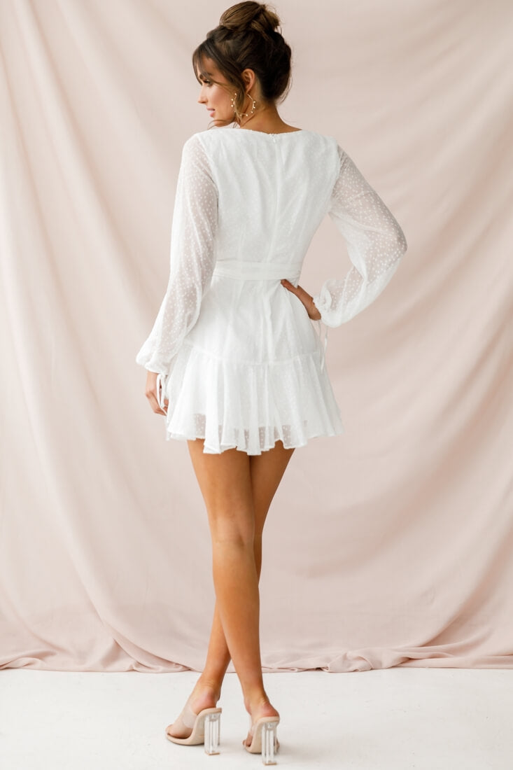 Sheri Hail Spot Chiffon Dress White by Selfie Leslie