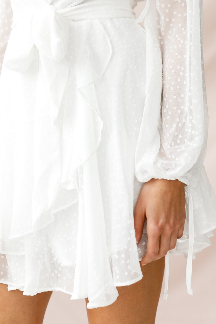 Sheri Hail Spot Chiffon Dress White by Selfie Leslie