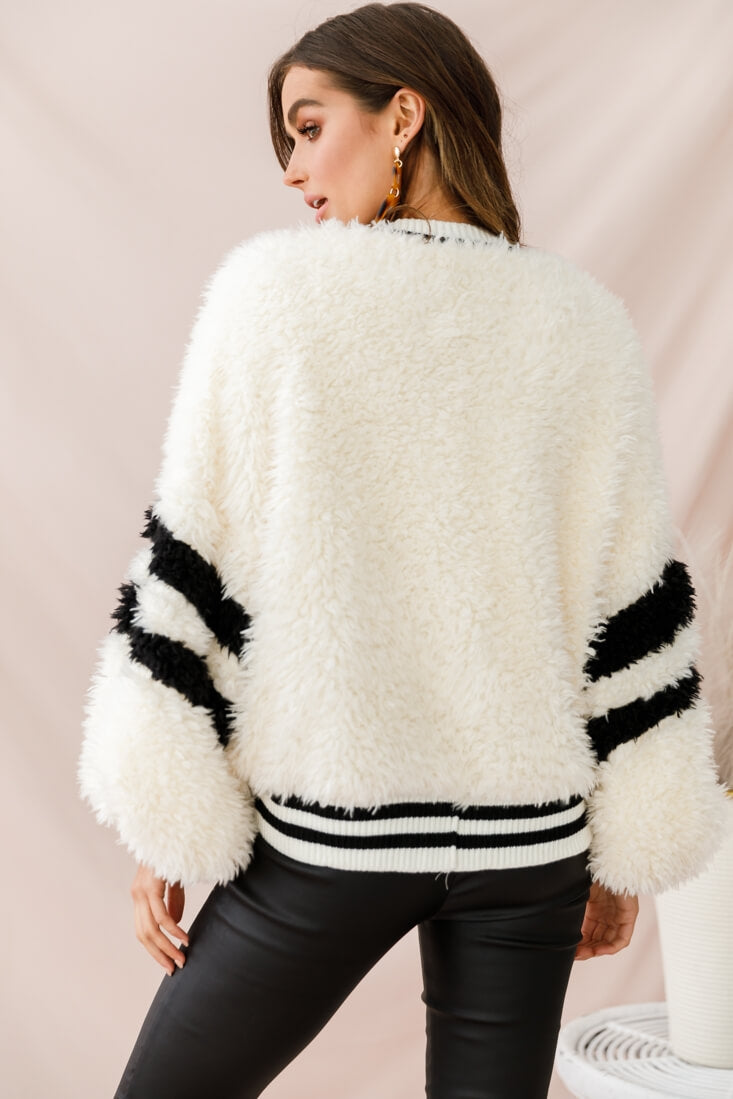 Berkeley Faux Fur Bomber Jacket White by Selfie Leslie