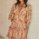 Laney Cutout Back Ruffle Trim Dress Vintage Floral Print Apricot