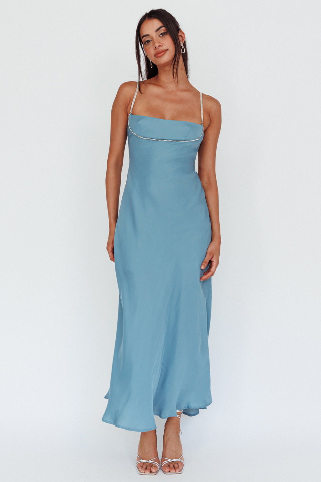 Linka Diamante Strap Maxi Dress Steel by Selfie Leslie