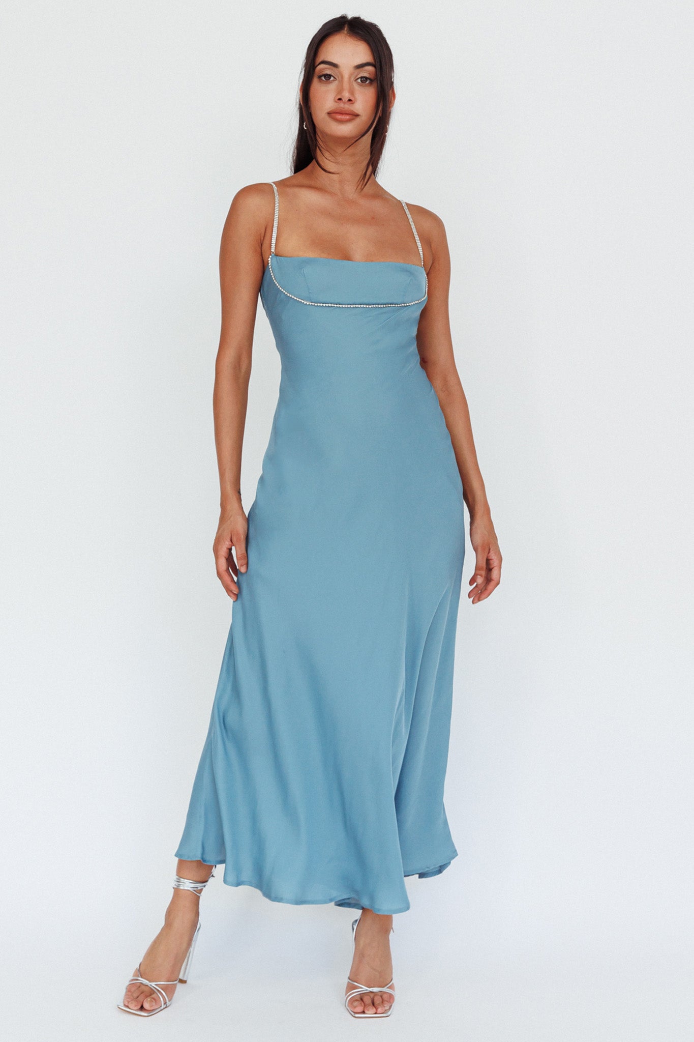 Linka Diamante Strap Maxi Dress Steel by Selfie Leslie