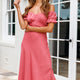 Linka Off-Shoulder Tie Back Midi Dress Rose