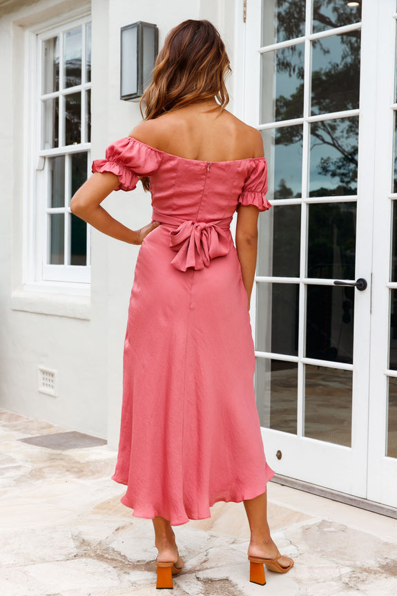 Linka Off-Shoulder Tie-Back Crop Top Rose