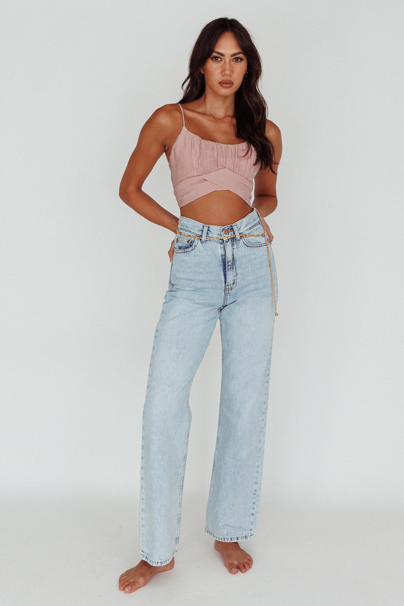 Linka Cami Strap Crop Top Blush by Selfie Leslie