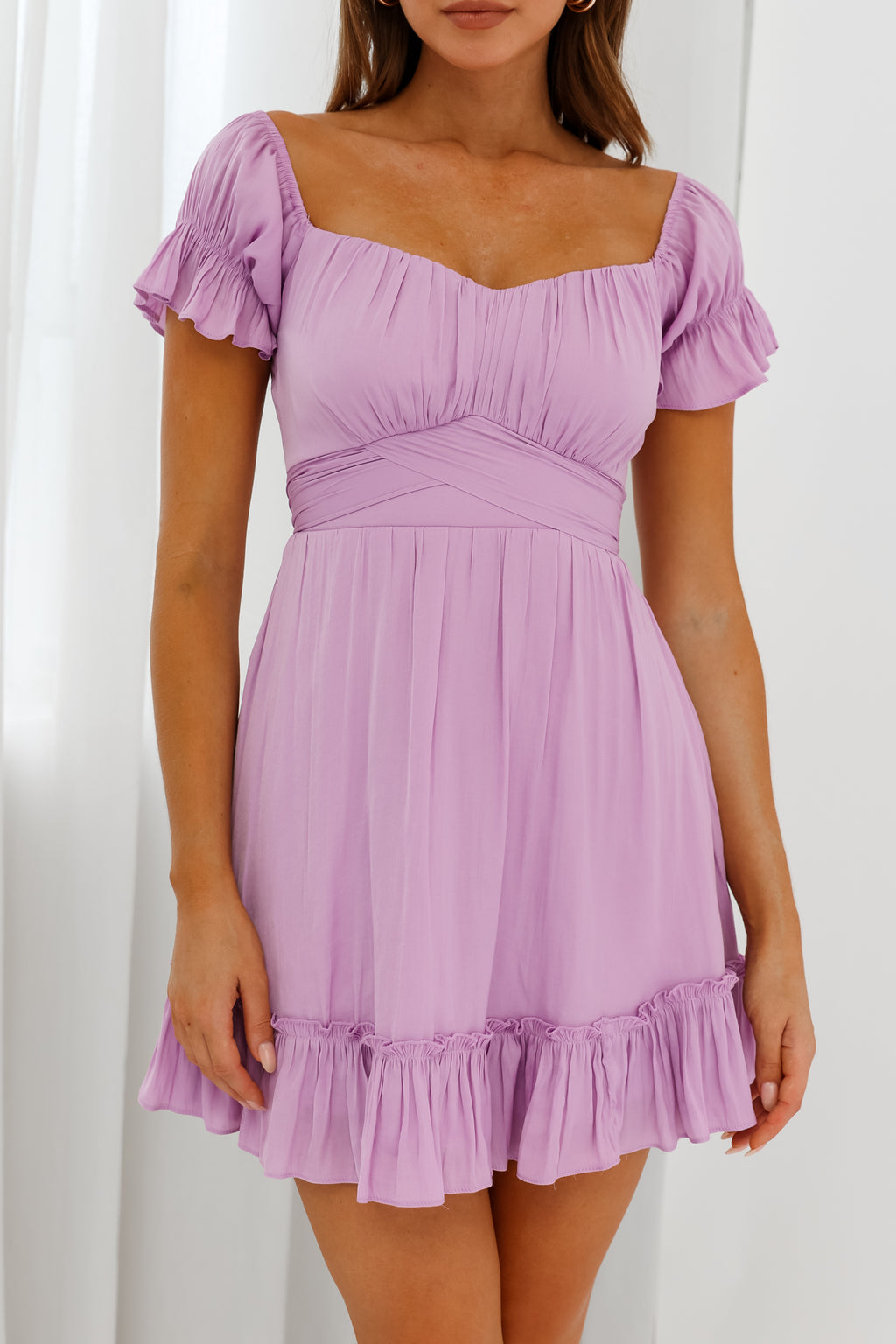 Linka Off-Shoulder Tie Back Dress Lilac by Selfie Leslie