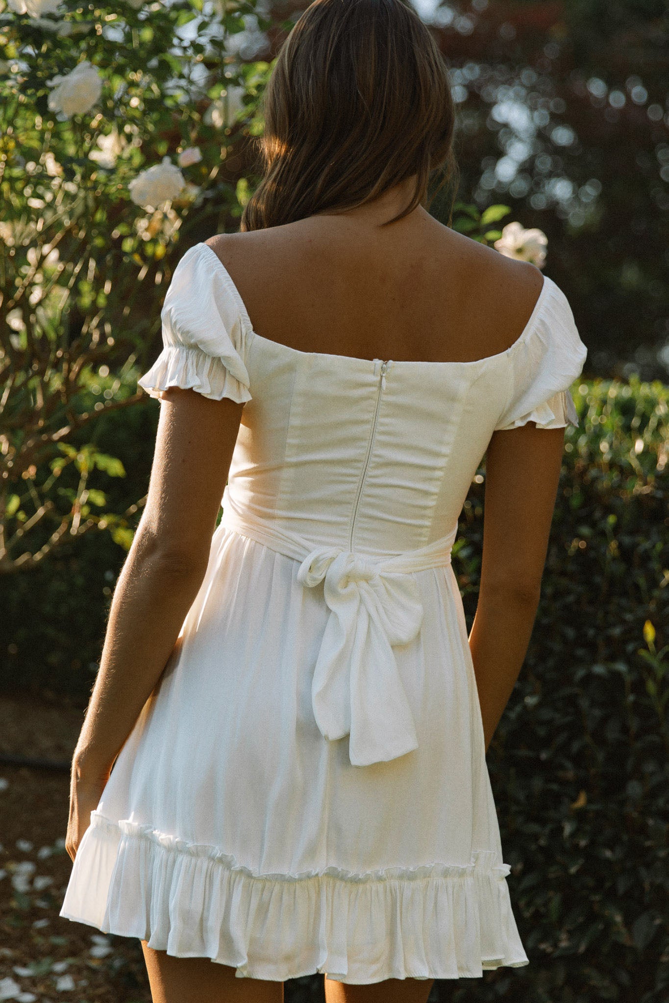 Linka Off-Shoulder Tie Back Dress White by Selfie Leslie