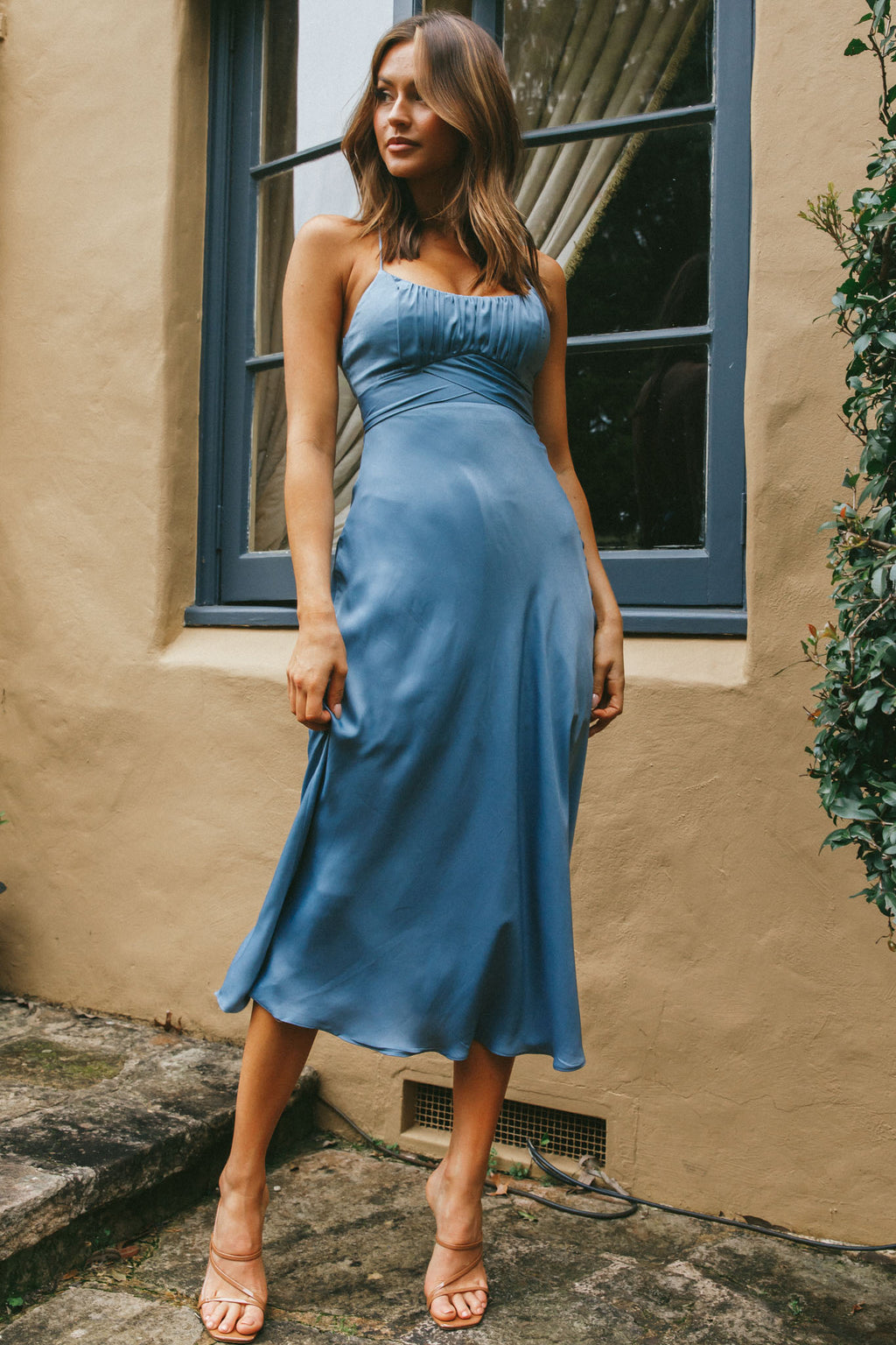 Linka Cami Strap Midi Dress Dusty Blue by Selfie Leslie
