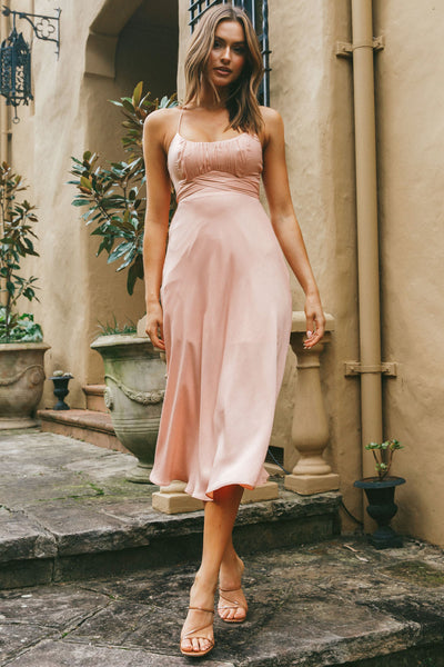 linka cami strap midi dress Linka Cami Strap Midi Dress Peach